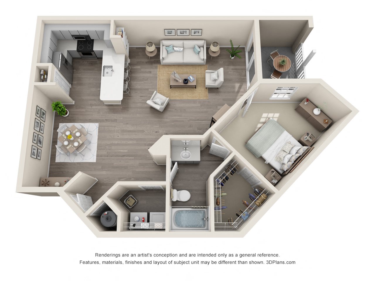 A2 1 Bedroom 1 Bath Floorplan A2 1 Bedroom 1 Bath Floorplan at Savannah at Park Central, Orlando, FL